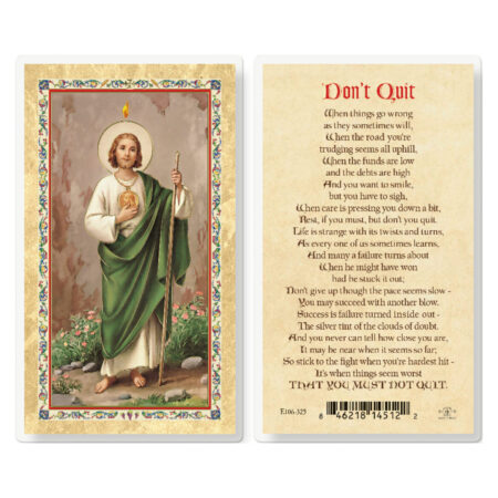 St. Jude - Don't Quit Gold-Stamped Laminated Holy Card - 25 Pack