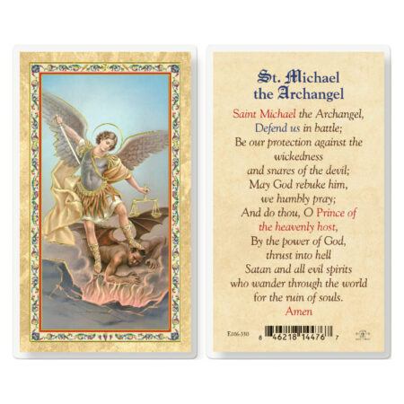 Prayer to St. Michael Gold-Stamped Laminated Holy Card - 25 Pack