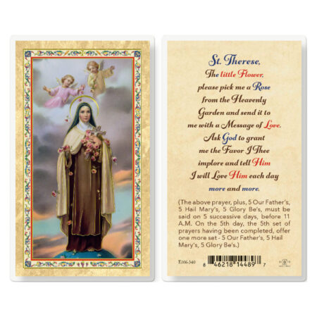St. Theresa - Pick Me a Rose Gold-Stamped Laminated Holy Card - 25 Pack