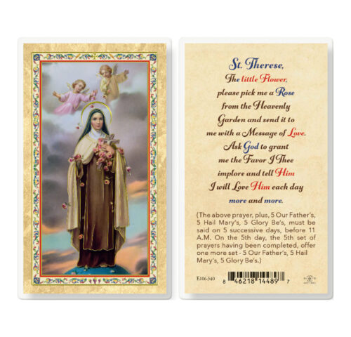 St. Theresa - Pick Me a Rose Gold-Stamped Laminated Holy Card - 25 Pack