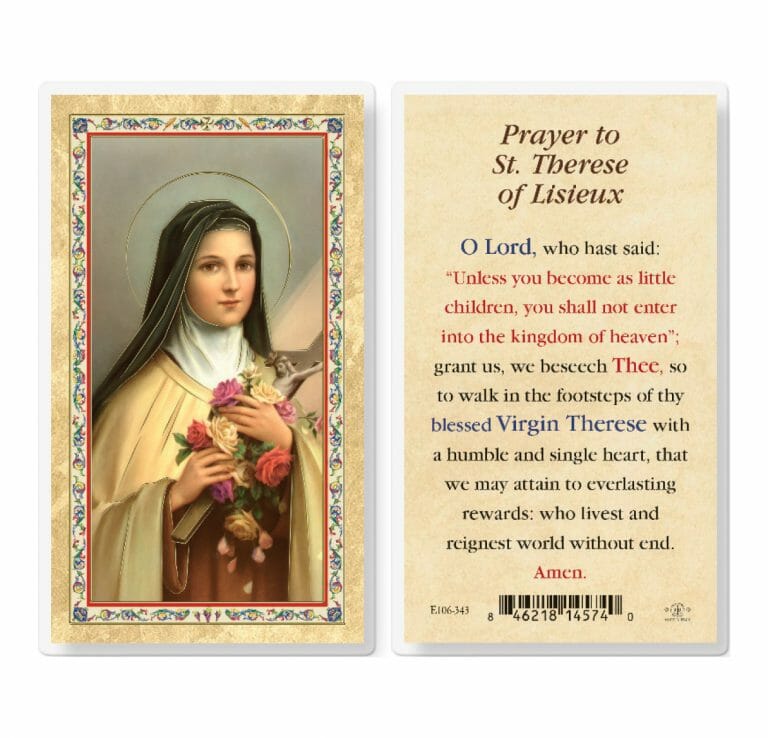 St. Theresa Gold-Stamped Laminated Holy Card - 25 Pack - Buy Religious ...