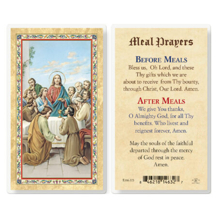 Meal Prayers - The Last Supper Gold-Stamped Laminated Holy Card - 25 Pack
