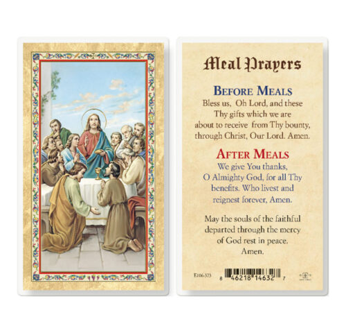 Meal Prayers - The Last Supper Gold-Stamped Laminated Holy Card - 25 Pack