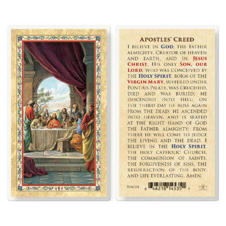 Apostle's Creed - Last Supper Gold-Stamped Laminated Holy Card - 25 Pack