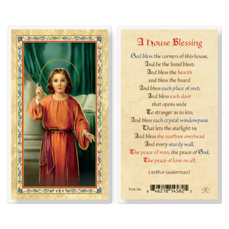 A House Blessing - Christ Knock Gold-Stamped Laminated Holy Card - 25 Pack