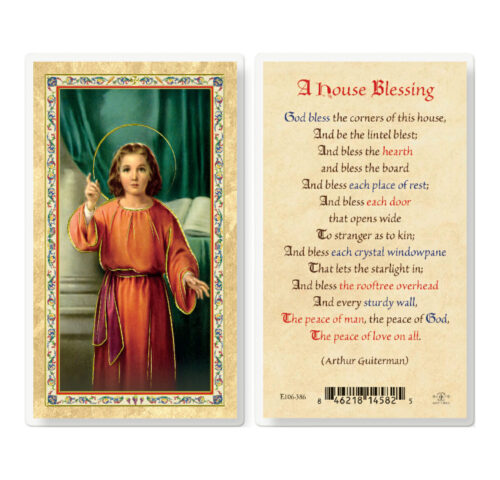 A House Blessing - Christ Knock Gold-Stamped Laminated Holy Card - 25 Pack