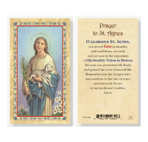 St. Agnes Gold-Stamped Laminated Holy Card - 25 Pack