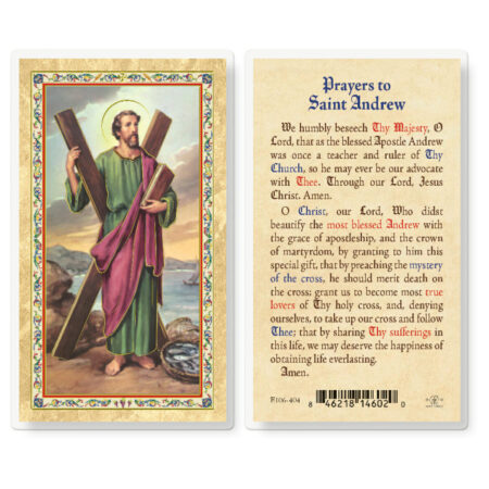 St. Andrew Gold-Stamped Laminated Holy Card - 25 Pack