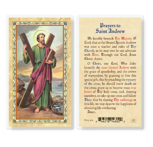 St. Andrew Gold-Stamped Laminated Holy Card - 25 Pack