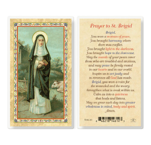 St. Brigid Laminated w/ Prayer Gold-Stamped Laminated Holy Card - 25 ...