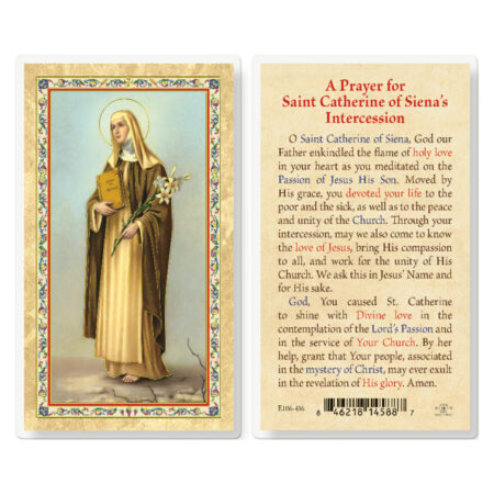 St. Catherine of Siena Biography Gold-Stamped Laminated Holy Card - 25 Pack