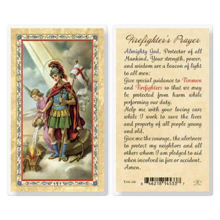 St. Florian - Fireman Prayer Gold-Stamped Laminated Holy Card - 25 Pack