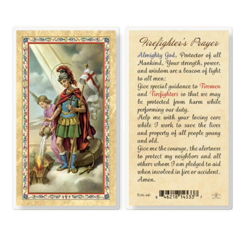 St. Florian - Fireman Prayer Gold-Stamped Laminated Holy Card - 25 Pack