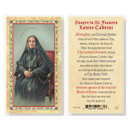 Prayer to St. Frances Cabrini Gold-Stamped Laminated Holy Card - 25 Pack