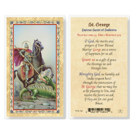 Prayer to St. George Gold-Stamped Laminated Holy Card - 25 Pack
