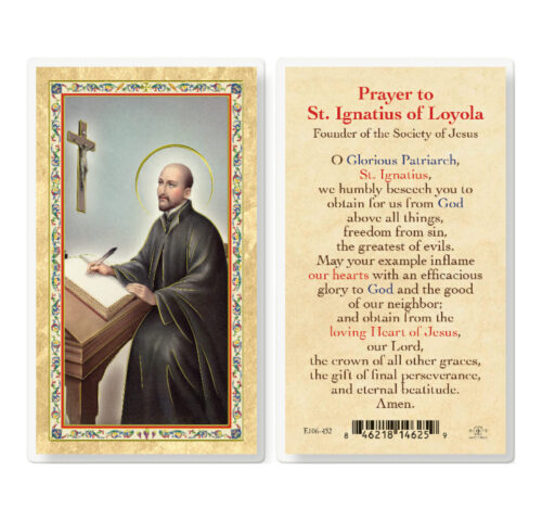 St. Ignatius Loyola Gold-Stamped Laminated Holy Card - 25 Pack