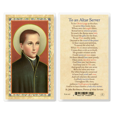 To an Altar Server - J. Berchmans Prayer Gold-Stamped Laminated Holy Card - 25 Pack