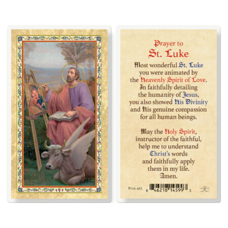 St. Luke w/Prayer Gold-Stamped Laminated Holy Card - 25 Pack