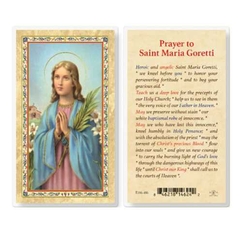 Prayer to St. Maria Goretti Gold-Stamped Laminated Holy Card - 25 Pack