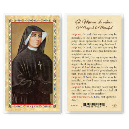 Prayer to St. Maria Faustina Gold-Stamped Laminated Holy Card - 25 Pack