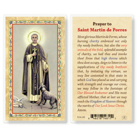 St. Martin de Porres Gold-Stamped Laminated Holy Card - 25 Pack