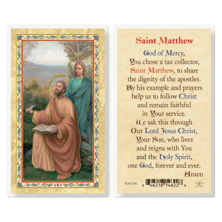 St. Matthew w/ Prayer Gold-Stamped Laminated Holy Card - 25 Pack