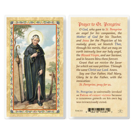 Prayer to St. Peregrine Gold-Stamped Laminated Holy Card - 25 Pack