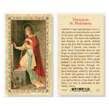 St. Philomena - Novena Gold-Stamped Laminated Holy Card - 25 Pack