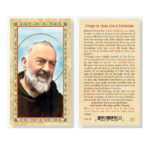Prayer to St. Pio of Pietrelcina Gold-Stamped Laminated Holy Card - 25 Pack