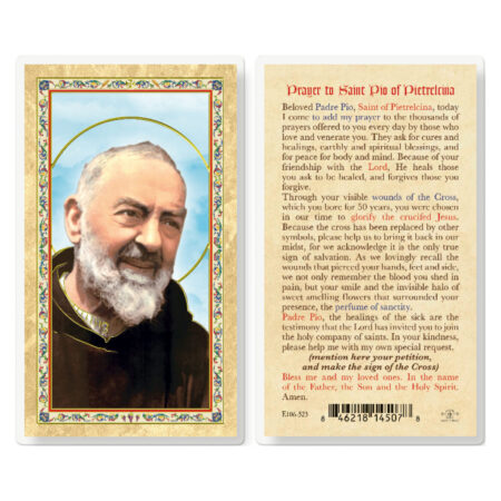 Prayer to St. Pio of Pietrelcina Gold-Stamped Laminated Holy Card - 25 Pack