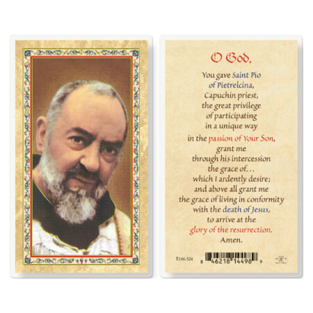 Prayer to St. Pio Gold-Stamped Laminated Holy Card - 25 Pack