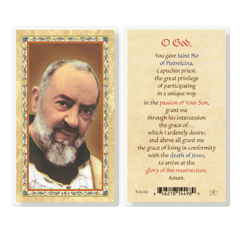 Prayer to St. Pio Gold-Stamped Laminated Holy Card - 25 Pack