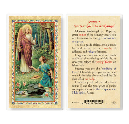 Prayer to St. Raphael Gold-Stamped Laminated Holy Card - 25 Pack - Buy