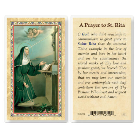 Prayer to St. Rita Gold-Stamped Laminated Holy Card - 25 Pack