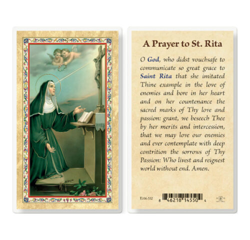 Prayer to St. Rita Gold-Stamped Laminated Holy Card - 25 Pack