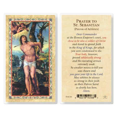 Prayer to St. Sebastian Gold-Stamped Laminated Holy Card - 25 Pack