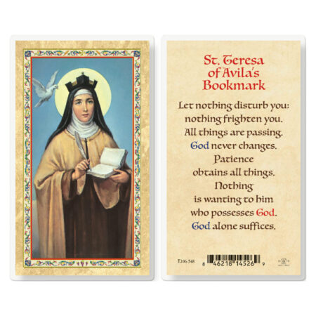 St. Teresa of Avila - Bookmark Gold-Stamped Laminated Holy Card - 25 Pack