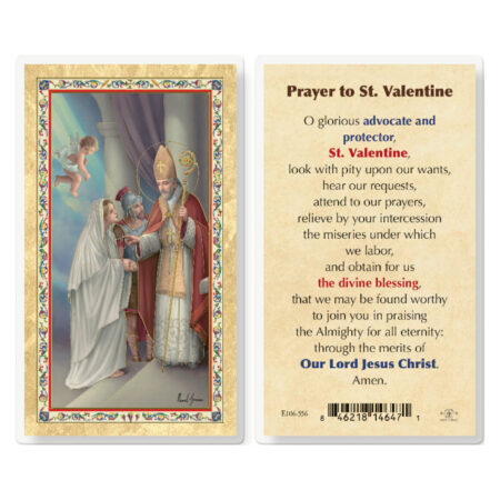 St. Valentine Day Gold-Stamped Laminated Holy Card - 25 Pack