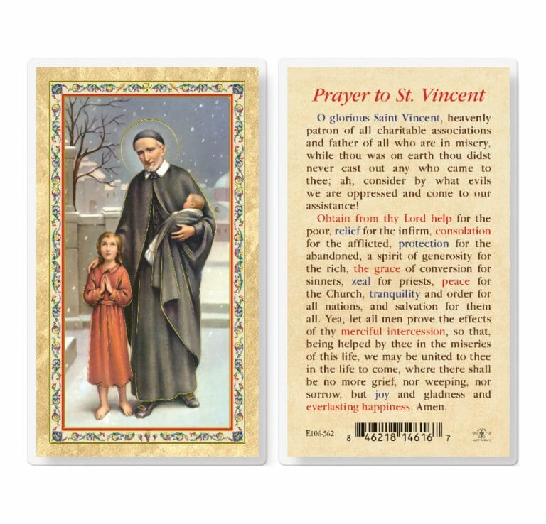 Prayer to St. Vincent de Paul Gold-Stamped Laminated Holy Card - 25 ...