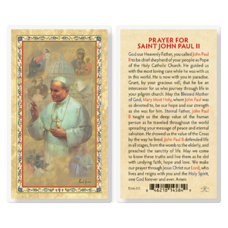 Saint John Paul II Laminated Gold-Stamped Laminated Holy Card - 25 Pack