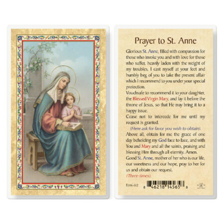 St. Anne - Prayer Obtain Favor Gold-Stamped Laminated Holy Card - 25 Pack