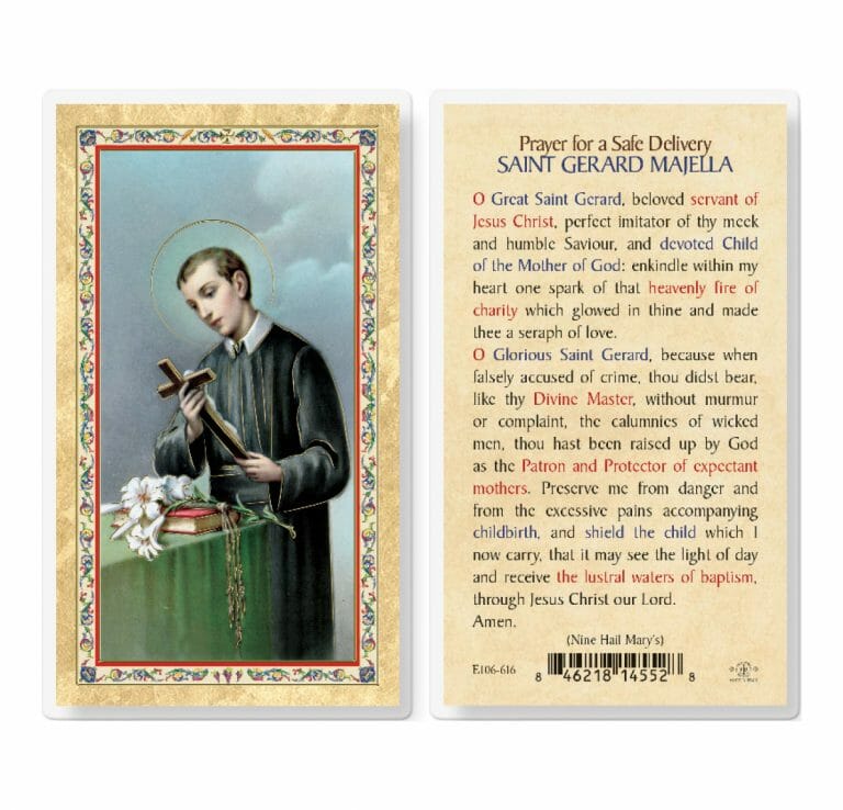 St. Gerard - Prayer for Safe Delivery Gold-Stamped Laminated Holy Card