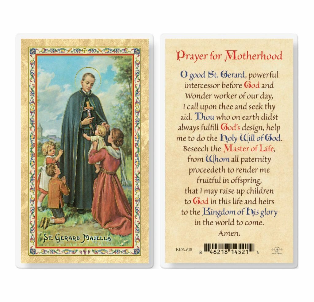 St. Gerard - Motherhood Prayer Gold-stamped Laminated Holy Card - 25 