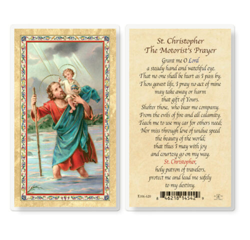 St. Christopher - Motorist Prayer Gold-Stamped Laminated Holy Card - 25 Pack