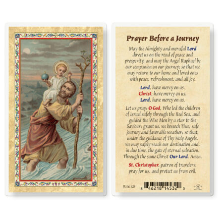 Prayer Before a Journey Gold-Stamped Laminated Holy Card - 25 Pack