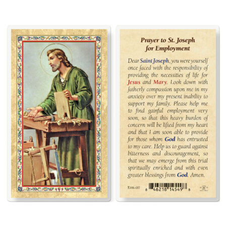 St. Joseph - Employment Prayer Gold-Stamped Laminated Holy Card - 25 Pack