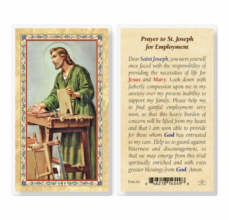 St. Joseph - Employment Prayer Gold-Stamped Laminated Holy Card - 25 ...