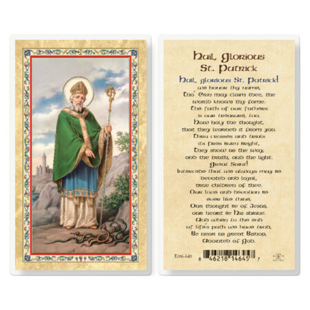 St. Patrick - Hail Glorious Saint Gold-Stamped Laminated Holy Card - 25 Pack