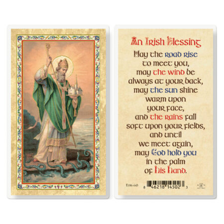 St. Patrick - An Irish Blessing Gold-Stamped Laminated Holy Card - 25 Pack