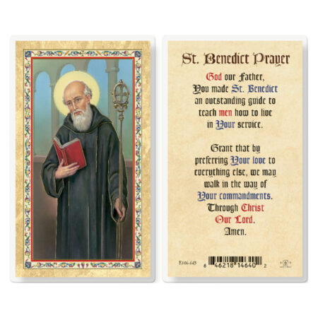 St. Benedict - God Our Father Gold-Stamped Laminated Holy Card - 25 Pack